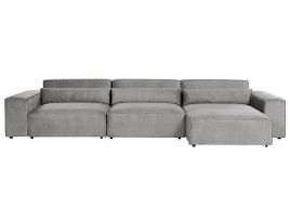 Left Hand 3 Seater Modular Fabric Corner Sofa Grey HELLNAR