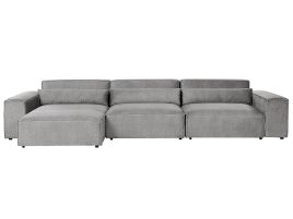 Right Hand 3 Seater Modular Fabric Corner Sofa Grey HELLNAR
