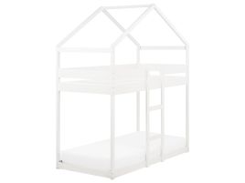 Wooden Kids House Bunk Bed EU Single Size White LABATUT