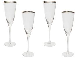 Set of 4 Gold-Rimmed Champagne Flutes 25 cl TOPAZ