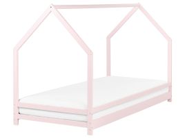 Wooden Kids House Bed EU Single Size Pastel Pink APPY