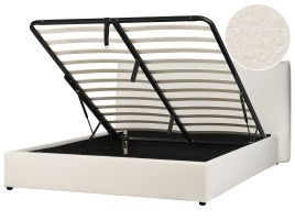 Boucle EU King Size Ottoman Bed Off-White LAVAUR