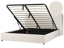 Boucle EU Super King Size Ottoman Bed Off-White LAVAUR