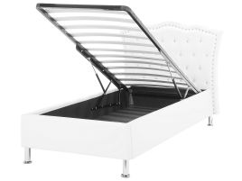 Faux Leather EU Single Size Ottoman Bed White METZ