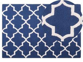 Wool Area Rug 140x200cm Blue