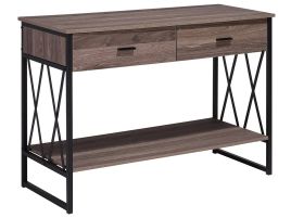 2 Drawer Console Table Taupe Wood with Black AYDEN