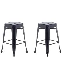 Set of 2 Bar Stools 60 cm Black CABRILLO