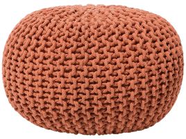 Cotton Knitted Pouffe 50 x 35 cm Copper CONRAD