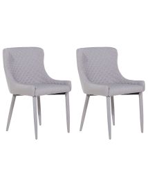 Set of 2 Fabric Dining Chairs Light Grey SOLANO