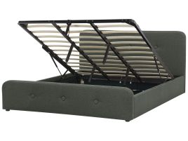 Fabric EU Super King Size Ottoman Bed Dark Grey RENNES