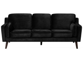 3 Seater Velvet Sofa Black LOKKA