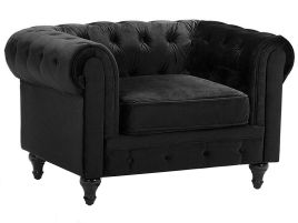 Velvet Armchair Black CHESTERFIELD
