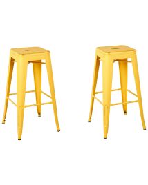 Set of 2 Steel Stools 76 cm Yellow with Gold CABRILLO