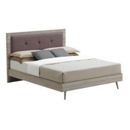 Ashburton Mocca Fabric Double Bed - Grey Oak Effect