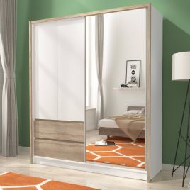 Sliding Wardrobe - SLACK 3 Door Mirrored Wardrobe Oak Artisan 204cm