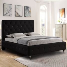 Barella Plush Velvet Bed - Black in 5 Sizes