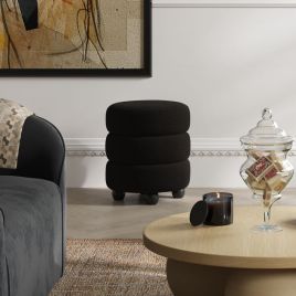 ENA Boucle Footstool - Black