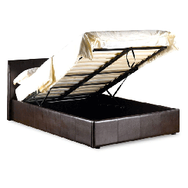 Luxury Redefined Purbeck Leather Effect High Headboard Ottoman Storage Bed Brown - Kingsize