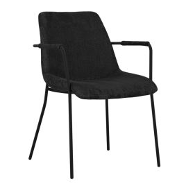CARVEN Velvet Dining Chairs with Arms Set of 2 - Black