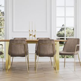 CARVEN Velvet Dining Chairs with Arms Set of 2 - Taupe