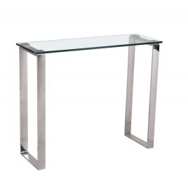 Bassetlaw Glass Console Table with Stainless Steel Legs