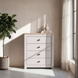 MILANA Beige Chest of Drawers - Medium-sized, 4 Drawers