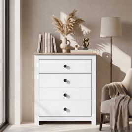 MILANA White Chest of Drawers - Medium-sized, 4 Drawers