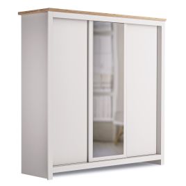 MILANA 3 Door Mirrored Sliding Wardrobe Beige - 180cm