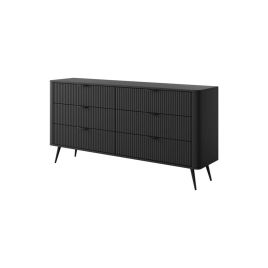 LANTURA Black Chest of Drawers - Extra Large-sized, 6 Drawers, Double