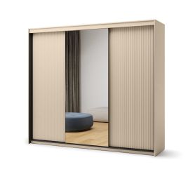 Sliding Wardrobe - TRADESSA 3 Door Mirrored Wardrobe Beige 250cm