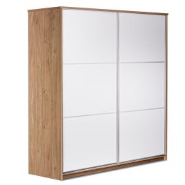 RUSI 2 Door Sliding Wardrobe Oak with White - 180cm