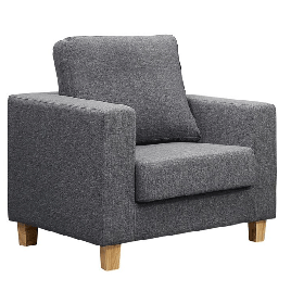 Buxton Linen Fabric 1 Seater Sofa - Dark Grey