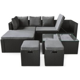 UPHAM Garden Corner Sofa Set - Black with Grey