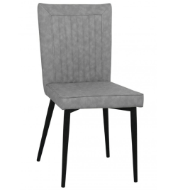 Beverley Elegance Set of 4 Leather Effect Dining Chairs with Stylish Black Legs - Grey