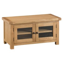 Classic Standard TV Unit with Glass Doors - Medium Oak Finish