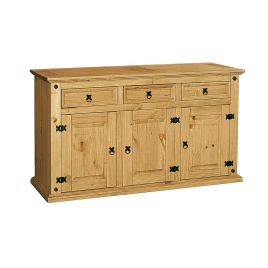 Waltham Solid Waxed Light Pine Sideboard 3 Doors and 3 Drawers - Natural