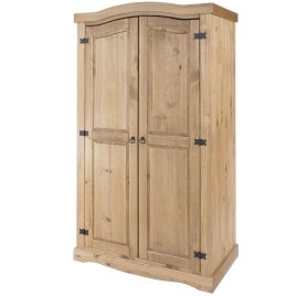 Wardrobe - CECILIA 2 Door Wardrobe Pine 99.8cm