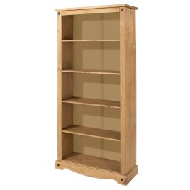 Corona Tall 5-Tier Open Bookcase - Pine