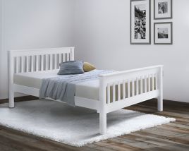 Double Bed - SEVON 4ft6 Wooden Bed White