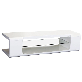 Longmont TV Unit High Gloss Stylish Entertainment with Central Glass Display - White