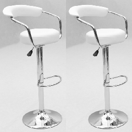 Rochdale Chrome Bar Stool Pair with Adjustable Features - White