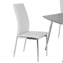 Winslow Elegance Set of 4 White PU Dining Chairs with Chrome Accents