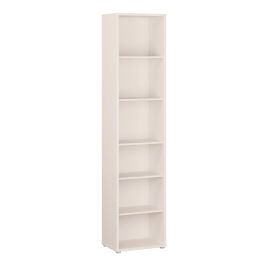 AVELINE Tall Narrow Bookcase with 5 Shelves - Soft Neutral