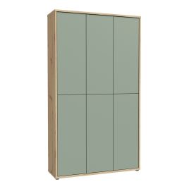 AVELINE Storage Cabinet with 6 Push to Open Doors - Artisan Oak with Sage Green