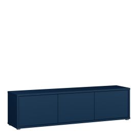 AVELINE Wide TV Unit Cabinet with 3 Push to Open Doors - Night Blue