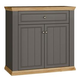 ELMRIDGE Small Sideboard with 2 Doors and 1 Drawer - Wolfram Grey with Mauvella Oak