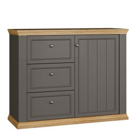 ELMRIDGE Sideboard with 3 Drawers and 1 Door - Grey with Mauvella Oak