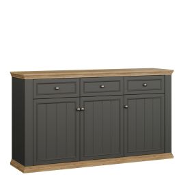 ELMRIDGE Sideboard with 3 Drawers and 3 Doors - Grey with Mauvella Oak