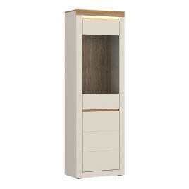 NAXTON Tall Display Cabinet with 1 Door - Cashmere with Stone Oak