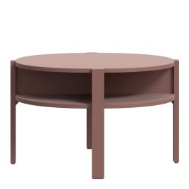 BAHARO Round Coffee Table with Open Shelf - Terracotta